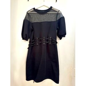 Les Bourdelles Des Garçons Black Sweater Corset Mesh Mini Dress Size 6 M Medium